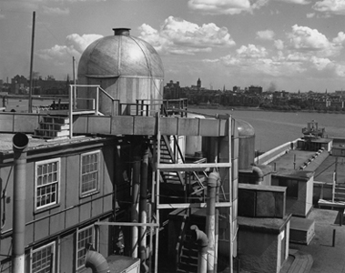 The dome of the Rad Lab's rooftop radar. Photo courtesy of the MIT Department of Physics.