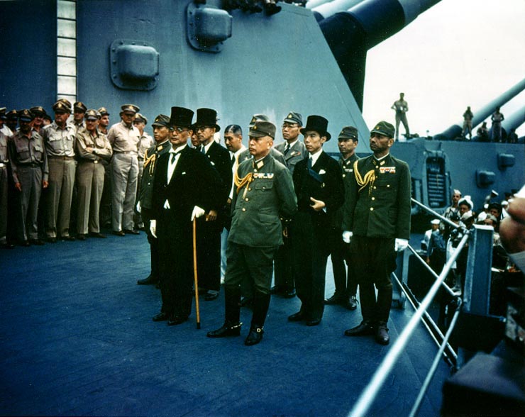 The Japanese surrender aboard the USS Missouri