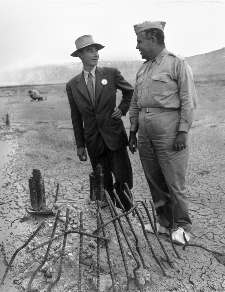 General Leslie Groves and J. Robert Oppenheimer at the Trinity test