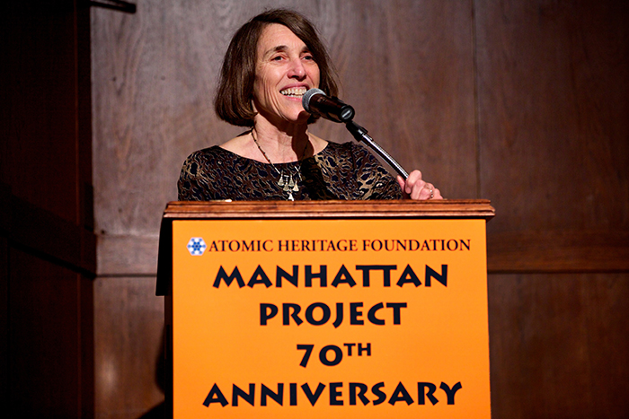 AHF President Cindy Kelly opening the Manhattan Project Reunion