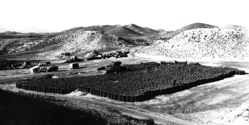 Barrels of contaminated soil at Palomares, 1966