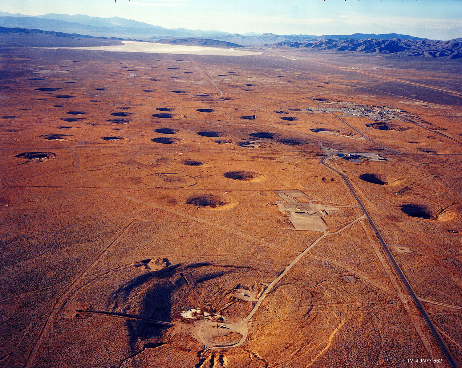 Test craters at the Nevada Test Site. Image courtesy of Los Alamos National Laboratory Archives.