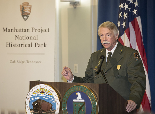 National Park Service Director Jonathan B. Jarvis, shares a story about the Manhattan Project National Historical Park (Est. November 10, 2015). Photo Courtesy of the National Park Service Flickr: https://www.flickr.com/photos/nationalparkservice/22305678