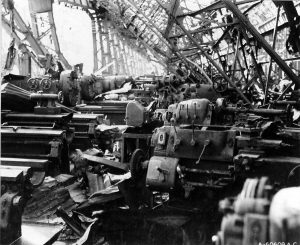 Civilian casualties at the Mitsubishi Steel Works plant (approximately 0.7 miles from ground zero) after the bombing of Hiroshima.