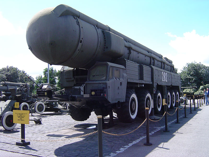 A Soviet SS-20 intermediate-range ballistic missile