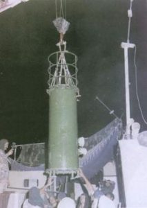The Shakti-I bomb prior to detonation during the Pokhran-II test series, 1998