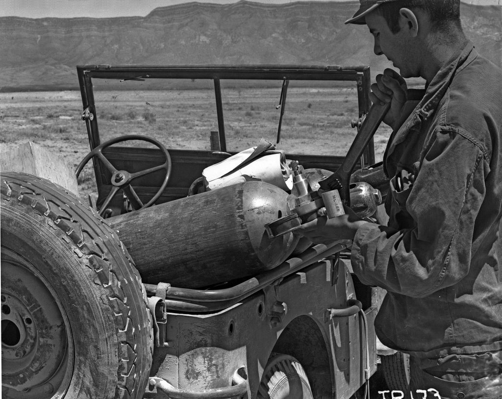 George Economou at work at the Trinity Site in 1945